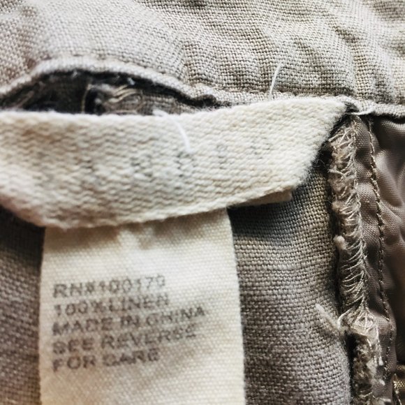 Sandro Tan 100% Linen Flared Leg High Waist Pants Size 4 - Picture 6 of 6